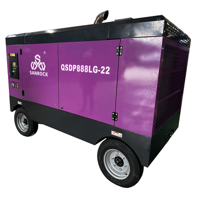 Máquina de compressão de ar de parafuso portátil de alta pressão de 22 bar para mineração