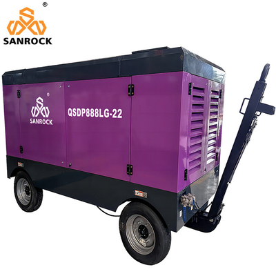 Máquina de compressão de ar de parafuso portátil de alta pressão de 22 bar para mineração