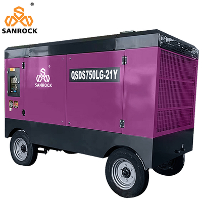 Compressor de ar diesel portátil de parafusos rotativos para mineração