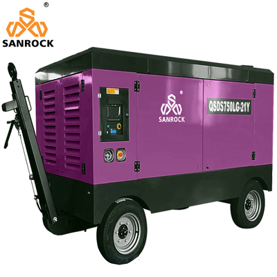 Compressor de ar diesel portátil de parafusos rotativos para mineração