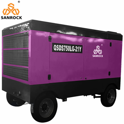 Compressor de ar diesel portátil de parafusos rotativos para mineração