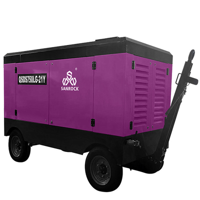 Compressor de ar diesel portátil de parafusos rotativos para mineração