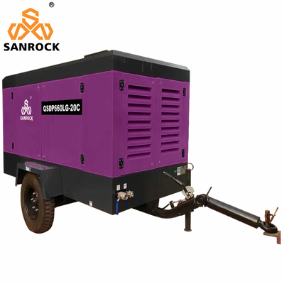 CE 20bar Potência do motor 191KW Motor diesel portátil Compressor de ar de parafuso rotativo para mineração