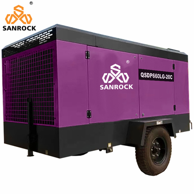 CE 20bar Potência do motor 191KW Motor diesel portátil Compressor de ar de parafuso rotativo para mineração
