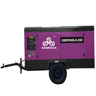CE 20bar Potência do motor 191KW Motor diesel portátil Compressor de ar de parafuso rotativo para mineração