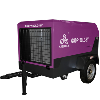 Perfuração e mineração de poços de água Compressor de ar de parafuso a diesel portátil com 2 rodas
