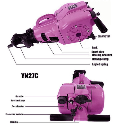 27 kg Petróleo Rock Drill Máquina de perfuração de rocha de combustão interna Jack Hammer manual para construção 746 * 315 * 229mm
