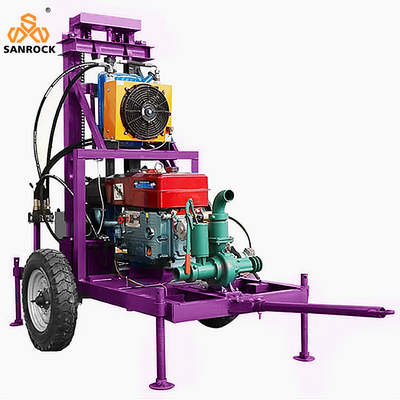 Máquina de perfuração de poços de água montada em reboque Velocidade de rotação 60 r/min Máquina de perfuração de poços de água portátil hidráulica