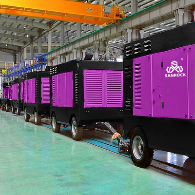 Motor  de baixo ruído Compressor de ar de parafuso a diesel portátil de 25 bar para mineração