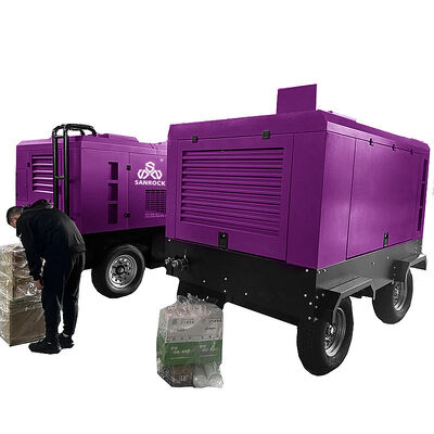 Motor  de baixo ruído Compressor de ar de parafuso a diesel portátil de 25 bar para mineração