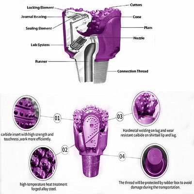 Petróleo bem Tricone Bit API Roller Cone Bit 3 1/2 "-17 1/2" de aço de alto carbono Tricone Bit de perfuração