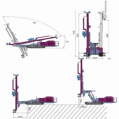 360° Rig de perfuração rotativa DTH com profundidade de perfuração máxima de 150 m e controle hidráulico para buracos de explosão de rocha dura
